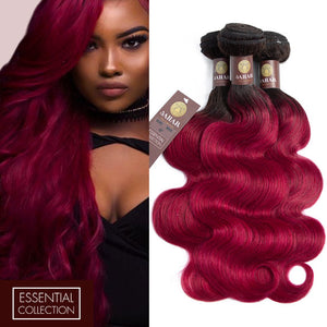 Fuchsia Queen 3 Bundles Human Hair Weave / Body Wave Dip Dye