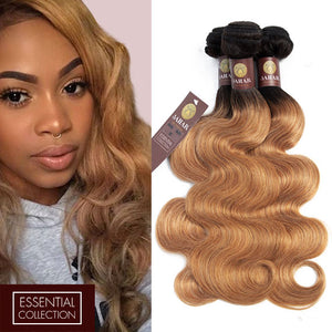 Strawberry Blonde 3 Bundles Human Hair Weave / Body Wave Dip Dye