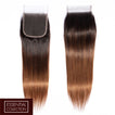 Ombre Chocolate Brown / Auburn Remy Hair Closure 4x4 Inch Straight - Free Part