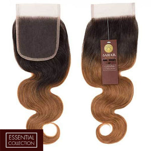 Auburn Remy Hair Closure 4x4 Inch Body Wave - Free Part Dip Dye