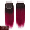 Fuchsia Queen Remy Human Hair Closure 4x4 Inch Straight - Free Part Dip Dye