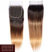 Ombre Chocolate Brown / Strawberry Blonde Remy Hair Closure 4x4 Inch Straight - Free Part