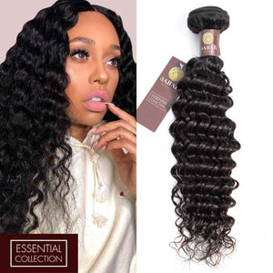 Deep Wave Virgin Remy Human Hair Extensions / 8A Natural Black