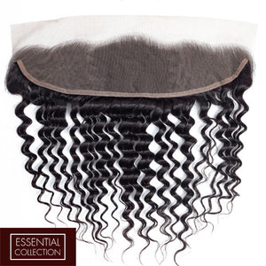 Deep Wave Virgin Remy Human Hair Frontal 4x13 Inch Free Part / 8A Natural Black