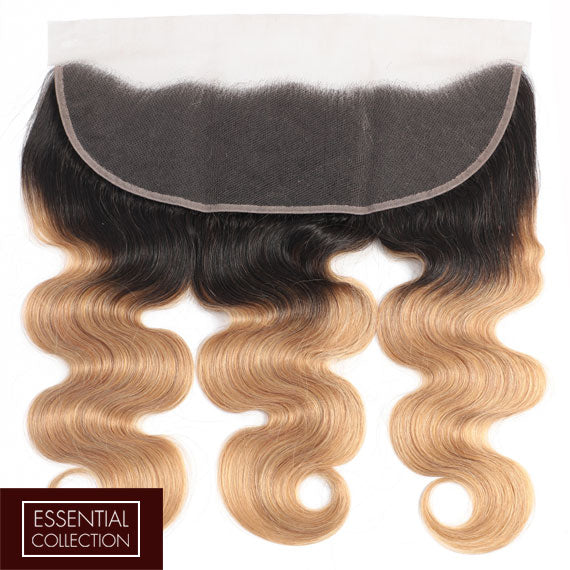 Strawberry Blonde Remy Human Hair Frontal 4x13 Inch Body Wave - Free Part Dip Dye