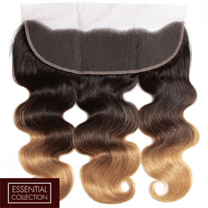 Ombre Chocolate Brown / Strawberry Blonde Remy Hair Frontal 4x13 Inch Body Wave