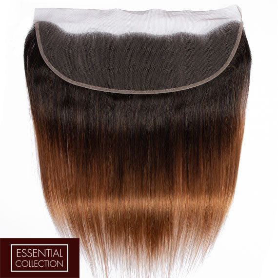 Ombre Chocolate Brown / Auburn Remy Hair Frontal 4x13 Inch Straight