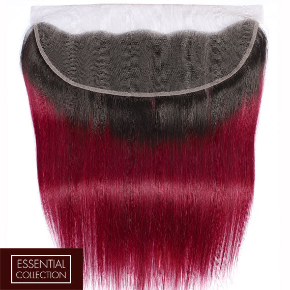 Fuchsia Queen Remy Human Hair Frontal 4x13 Inch Straight - Free Part Dip Dye