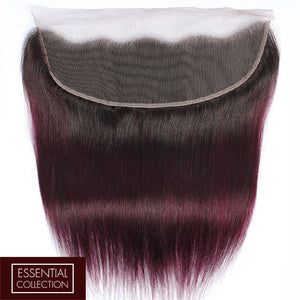 Midnight Red Remy Human Hair Frontal 4x13 Inch Straight - Free Part Dip Dye