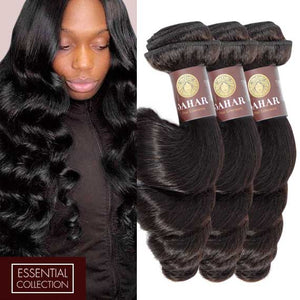 Loose Wave 3 Bundles Virgin Remy Human Hair Weave / 8A Natural Black