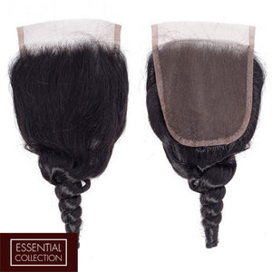 Loose Wave Virgin Human Hair Closure 4x4 Inch Free Part / 8A Natural Black