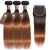 Ombre Chocolate Brown / Auburn Remy Hair Bundle with Closure / Straight