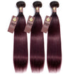 Midnight Red Remy Human Hair Bundle with Frontal / Straight Dip Dye