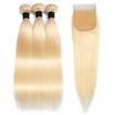 Beach Blonde Remy Human Hair Bundle with Closure / Straight