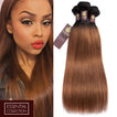 Auburn 3 Bundles Remy Hair Extensions / Straight Dip Dye