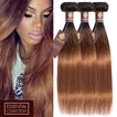 Ombre Chocolate Brown / Auburn 3 Bundles Remy Hair Extensions / Straight