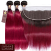 Fuchsia Queen Remy Human Hair Bundle with Frontal / Straight Dip Dye