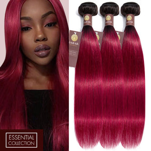 Fuchsia Queen 3 Bundles Human Hair Weave / Straight Dip Dye