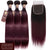 Midnight Red Remy Human Hair Bundle with Closure / Straight Dip Dye