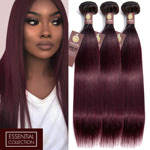 Midnight Red 3 Bundles Human Hair Weave / Straight Dip Dye