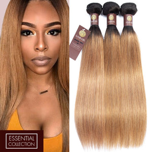 Strawberry Blonde 3 Bundles Human Hair Weave / Straight Dip Dye