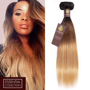 Ombre Chocolate Brown / Strawberry Blonde Remy Hair Extensions / Straight