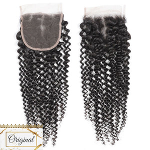 PREMIUM 10A Brazilian Virgin Remy Hair Closure 4x4 Inch Deep Curls - Free Part