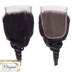 PREMIUM 10A Brazilian Virgin Remy Hair Closure 4x4 Inch Loose Wave - Free Part