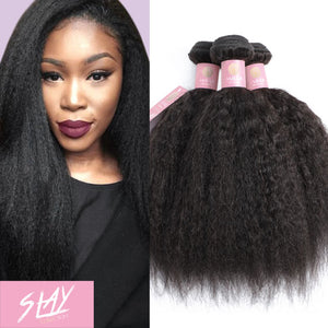 Kinky Straight Human Hair Bundles / 6A Black