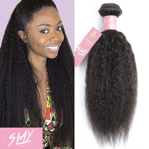 Kinky Straight Human Hair Extensions / 6A Black