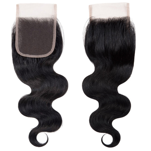Body Wave Human Hair Lace Closure 4x4 Inch Free Part / 6A Black