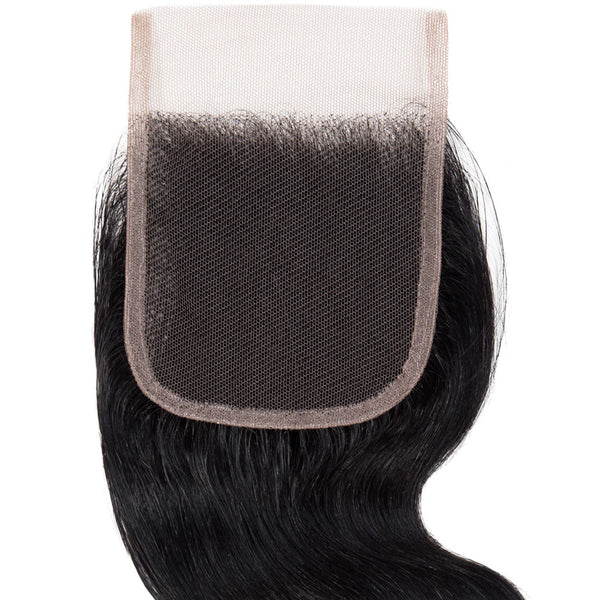 Body Wave Human Hair Lace Closure 4x4 Inch Free Part / 6A Black