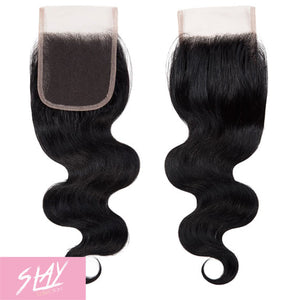 Body Wave Human Hair Lace Closure 4x4 Inch Free Part / 6A Black