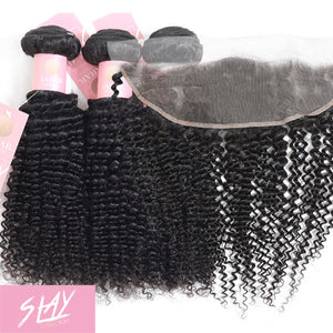 Kinky Curl Human Hair Bundle & Frontal