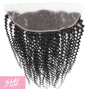 Deep Curl Human Hair Lace Frontal 4x13 Inch Free Part / 6A Black