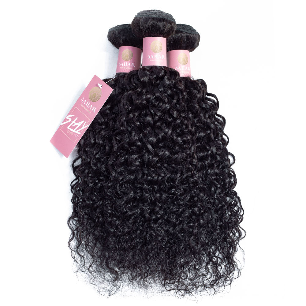 Human Hair Bundle Closure Jerry Curl Black Sahar Hair