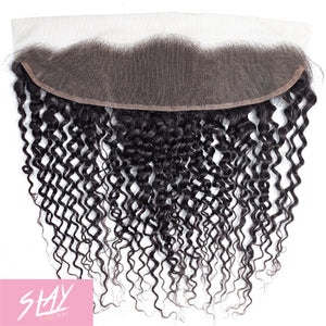 Jerry Curl Human Hair Lace Frontal 4x13 Inch Free Part / 6A Black