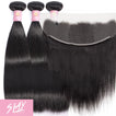 Straight Human Hair Bundle with Frontal / 6A Black