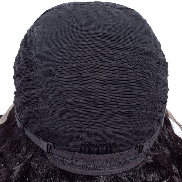 Aisha Short Curly Bob Human Hair Wig with Lace Side Parting Natural Black