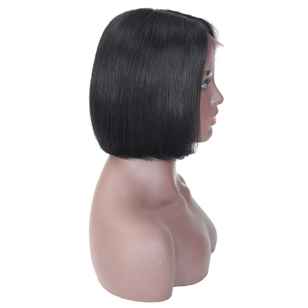 Kylee Short Straight Bob Human Hair Wig with Lace Middle Parting