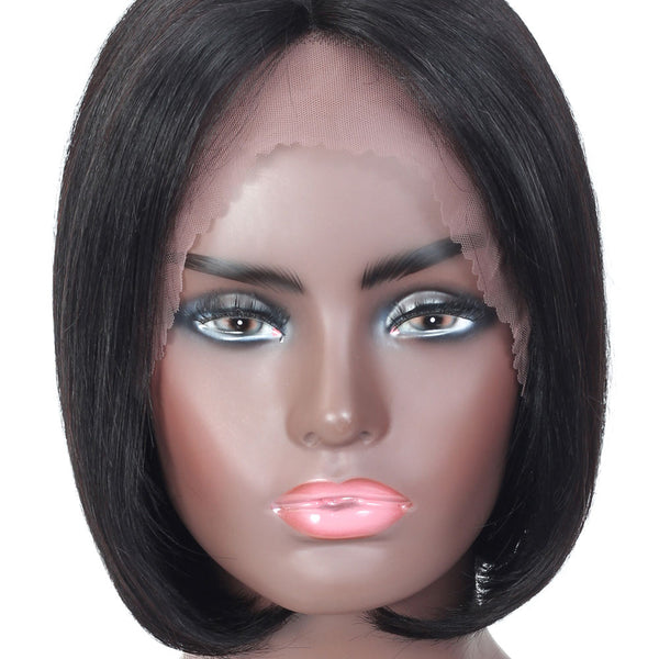 Kylee Short Straight Bob Human Hair Wig with Lace Middle Parting
