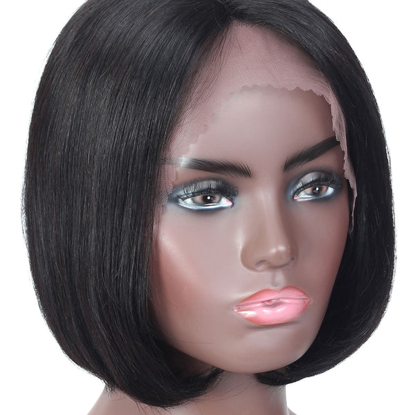 Kylee Short Straight Bob Human Hair Wig with Lace Middle Parting