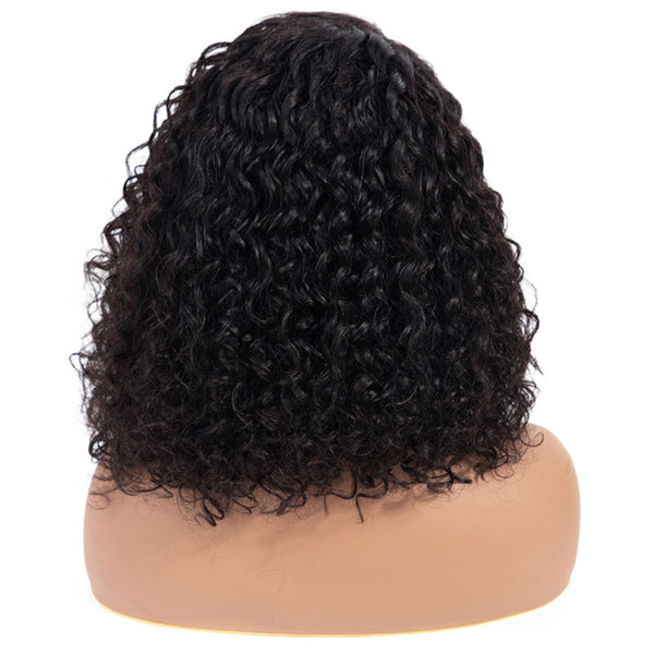 Nikki Deep Wave Human Hair Wig with Lace Side Parting Natural Black