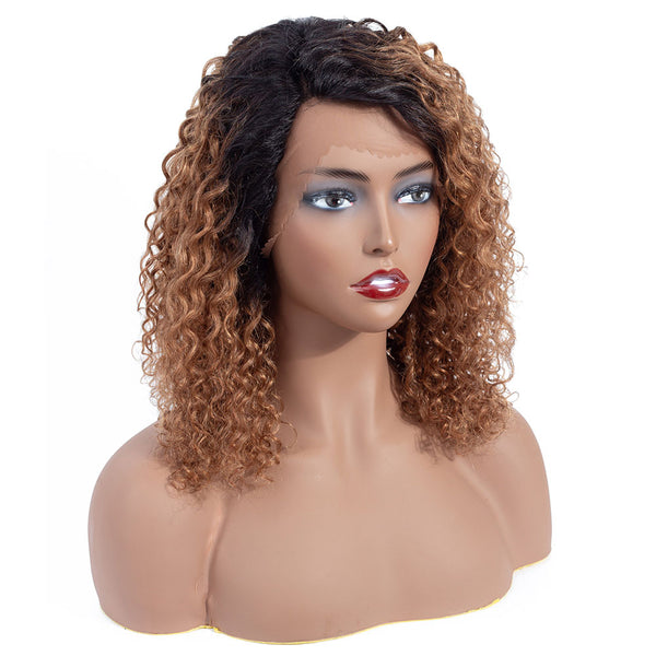 Deep Wave Human Hair Lace Wig | Dip Dye Strawberry Blonde
