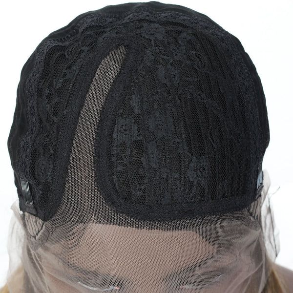 Nikki Deep Wave Human Hair Wig with Lace Side Parting Dip Dye Strawberry Blonde