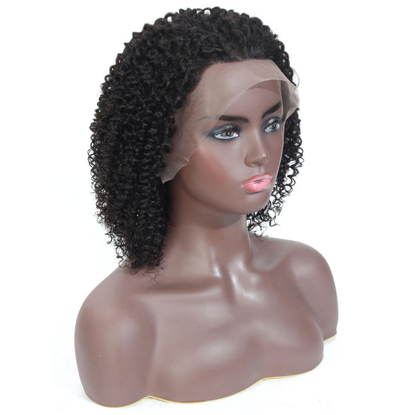 Saga indian remy human hair outlet lace front wig jerry curl